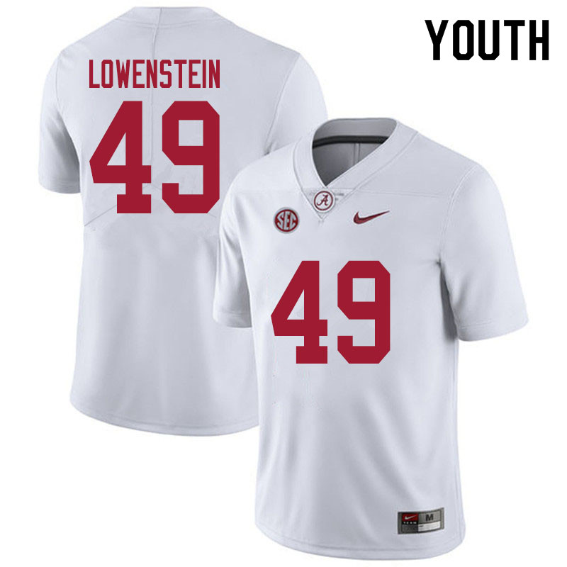 Alabama Crimson Tide Youth Julian Lowenstein #49 White NCAA Nike Authentic Stitched 2020 College Football Jersey XY16S21DA